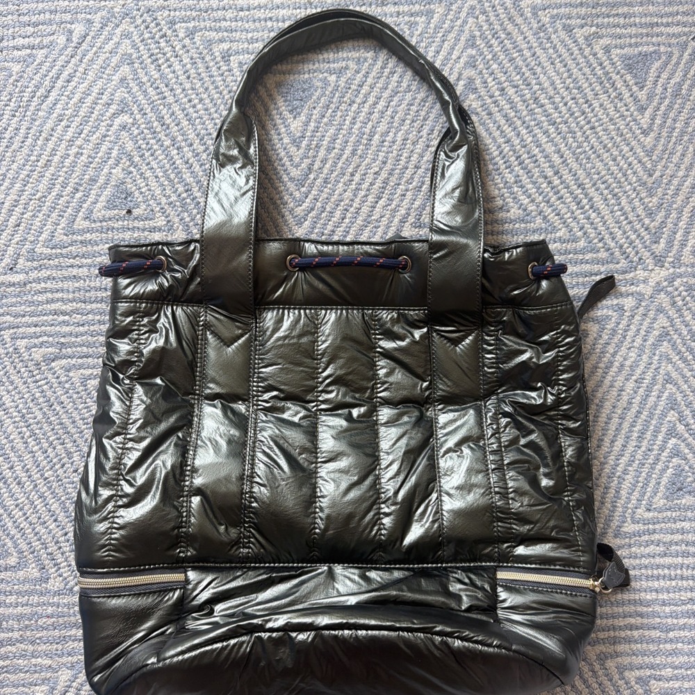 Stella & Dot‎ Crush It Green Quilted Metallic Bucket Bag